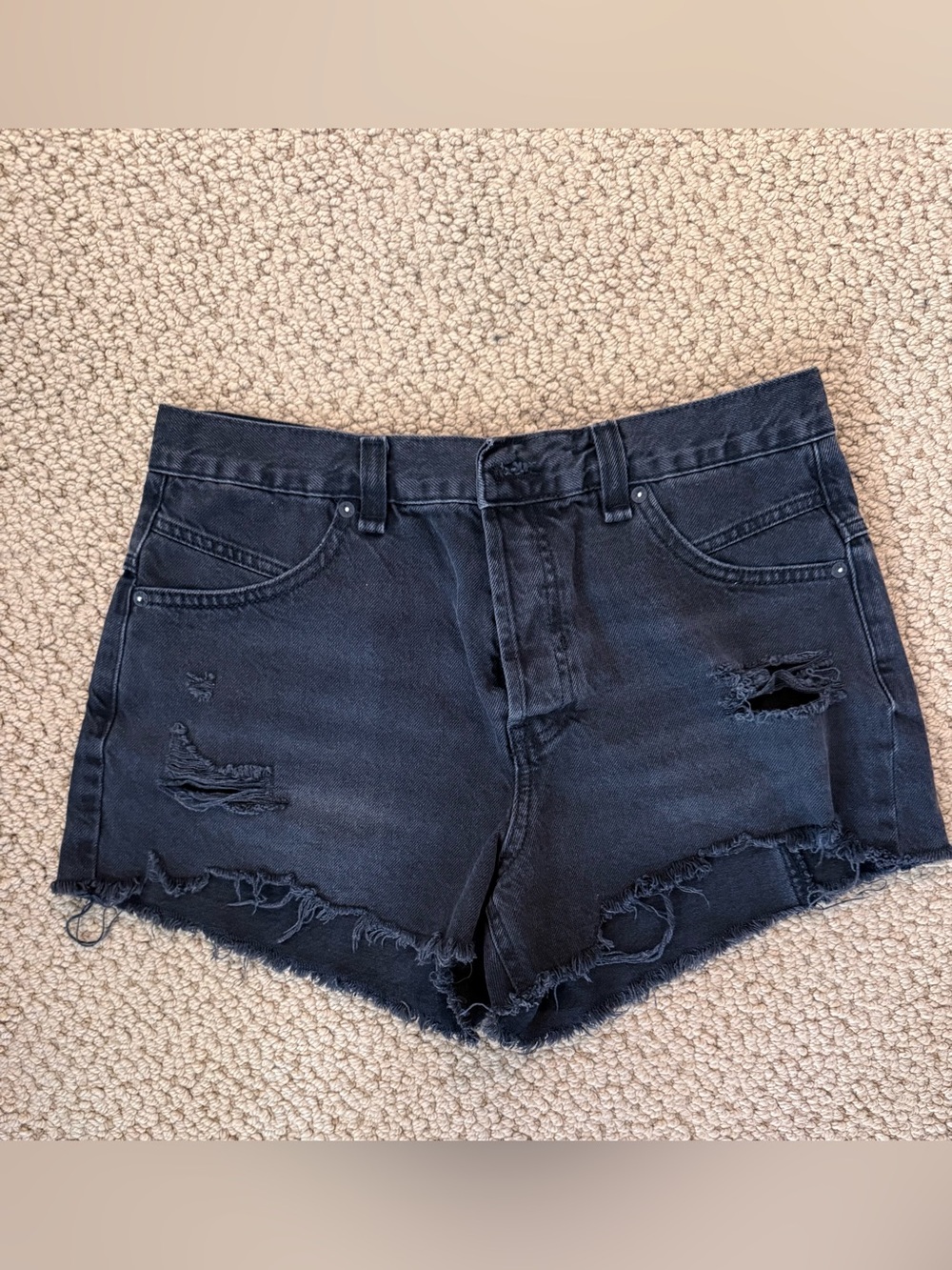 Free people “now or never” Distressed Denim Shorts - Black